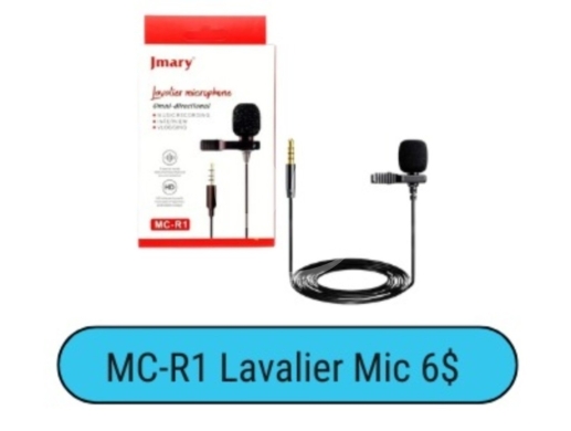 Other Mobile Phones & Accessories في زحلتا - Jmary MC-R1 Lavalier Microphone | Wired Clip-on Mic for Phone & Camera | Vlogging Audio $6
