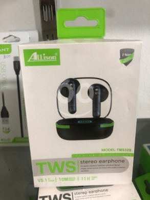 Mobile accessories in Akkar el-Atika - سماعات أذن TWS Allison لاسلكية (موديل TWS320) - بلوتوث V5.1، صوت ستيريو، ضمان سنتين