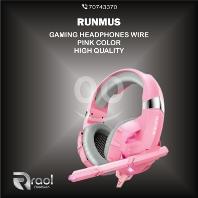 Computers Parts & Software Accessories in Awkar - سماعة ألعاب رانموس سلكية عالية الجودة باللون الوردي | RUNMUS High-Quality Wired Gaming Headset Pink