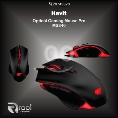 Computers Parts & Software Accessories in Awkar - ماوس ألعاب ضوئي هافيت برو MS840 سلكي مع إضاءة LED | Havit Optical Gaming Mouse Pro MS840 Wired LED
