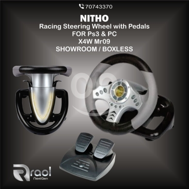 Gaming Console & Accessories in Awkar - عجلة قيادة الألعاب PS3 | Nitho X4W Mr09 Racing Steering Wheel with Pedals for PC & PS3