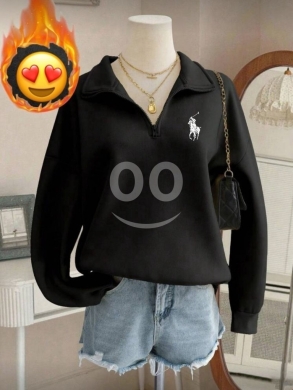 Clothes, Footwear & Accessories in Al Dahye - Trendy Quarter-Zip Polo Sweatshirt | Women&#039;s Oversized Fleece Jumper