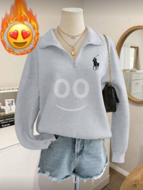 Trendy Quarter-Zip Polo Sweatshirt | Women's Oversized Fleece Jumper — 3