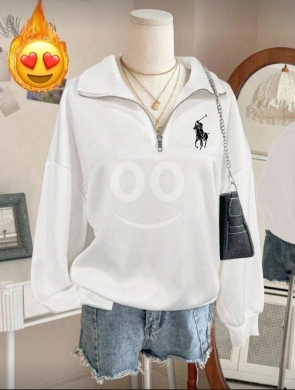 Trendy Quarter-Zip Polo Sweatshirt | Women's Oversized Fleece Jumper — 2
