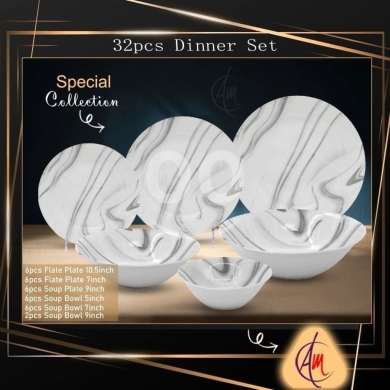 Kitchen appliances in Tripoli - 32-Piece Porcelain Dinnerware Set | Elegant Blue Leaf Pattern - High Quality Service for 6