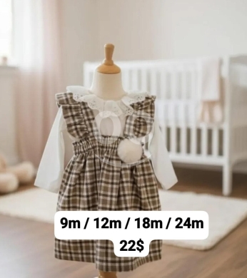 Clothes, Footwear & Accessories in Beirut City - Plaid Baby Girl Dress Set