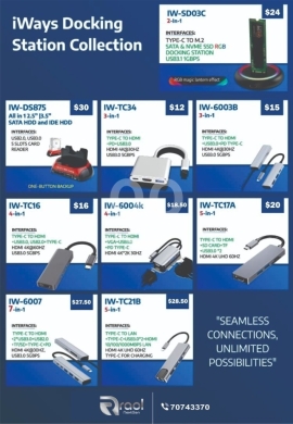 Computers Parts & Software Accessories in Awkar - مجموعة محطات إرساء ومحولات المتعددة | iWays Docking Station and USB-C Hub Multi-Port Collection