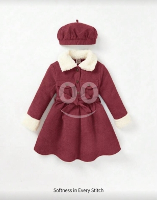 Clothes, Footwear & Accessories in Tripoli - طقم فستان أطفال شتوي مع قبعة | Kids Winter Coat Dress Set with Matching Beret
