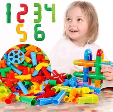 مكعبات البناء بالأنابيب التعليمية للأطفال | Educational Pipe Building Blocks Construction… — 5