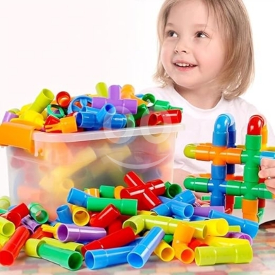 مكعبات البناء بالأنابيب التعليمية للأطفال | Educational Pipe Building Blocks Construction… — 3