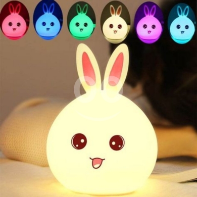 مصباح ليلي LED ملون على شكل أرنب سيليكون | Soft Silicone Rabbit LED Night Light for Kids — 5