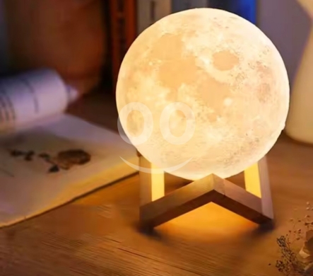 مصباح القمر ثلاثي الأبعاد مع حامل خشبي | 3D Moon Lamp Night Light with Elegant Wooden Sta… — 4