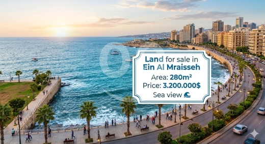 Lands for sale in Ain Mreisseh - أرض للبيع في عين المريسة 280م إطلالة بحرية مميزة | Land for Sale in Ain El Mreisseh 280 sqm Prime