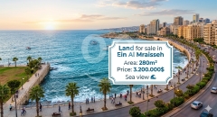 أرض للبيع في عين المريسة 280م إطلالة بحرية مميزة | Land for Sale in Ain El Mreisseh 280 sqm Prime