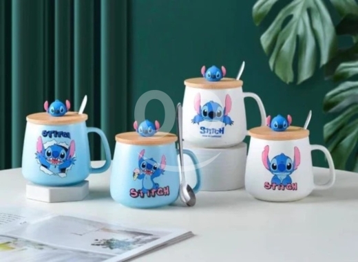 Other Goods in Beirut City - كوب سيراميك بطبعة ستيتش مع غطاء وملعقة
