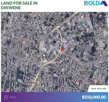 Lands for sale in Dekouaneh - 581m2 Prime Land (corner) 4sale in Dekwaneh/Metn-أرض للبيع في الدكوانةPE1L604