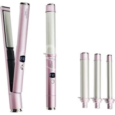 Health & Beauty in Nabatyeh - طقم كاريرا 3 في 1 لتمليس وتجعيد الشعر | Carrera 3-in-1 Hair Straightener & Curler Set - Pink Edition