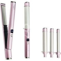 طقم كاريرا 3 في 1 لتمليس وتجعيد الشعر | Carrera 3-in-1 Hair Straightener & Curler Set - Pink Edition