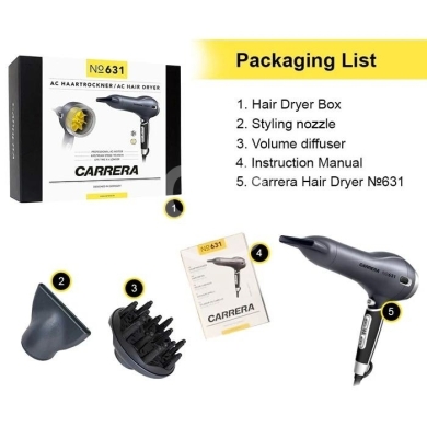 مجفف شعر كاريرا الاحترافي بمحرك AC للأداء الشاق | Carrera Professional AC Hair Dryer No. … — 2