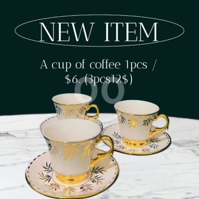 Antiques & Collectibles in Dekouaneh - Elegant Gold Leaf Porcelain Coffee Cup & Saucer Set | Individual $6 / 3 Pcs $12 | Vintage China