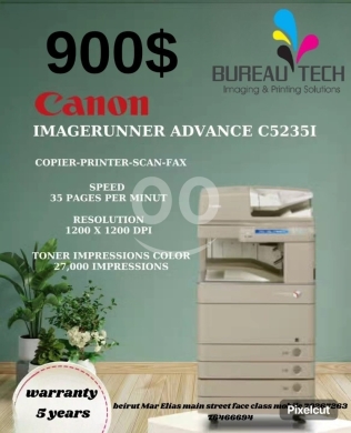 Office Furniture & Equipment in Beirut City - Canon imageRUNNER ADVANCE C5235i Color Copier/Printer/Scanner - 5-Year Warranty - Only $900