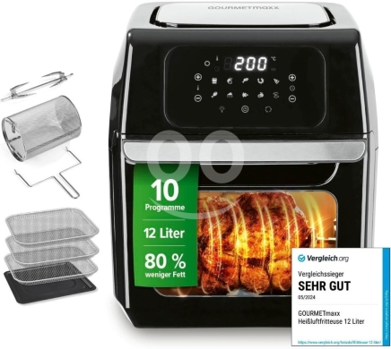 ‏??GOURMETmaxx Digital XXL Hot Air Fryer 12 Litres with 10 Programmes, Accessories are D… — 6