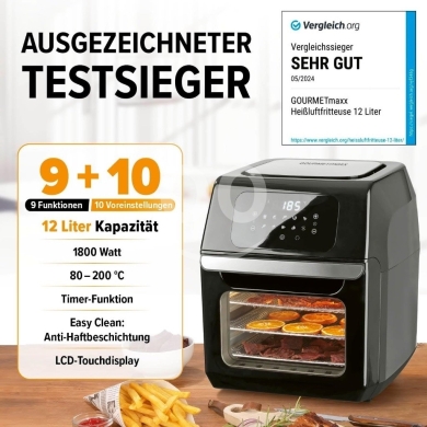 ‏??GOURMETmaxx Digital XXL Hot Air Fryer 12 Litres with 10 Programmes, Accessories are D… — 7