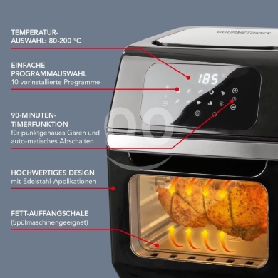 ‏??GOURMETmaxx Digital XXL Hot Air Fryer 12 Litres with 10 Programmes, Accessories are D… — 4