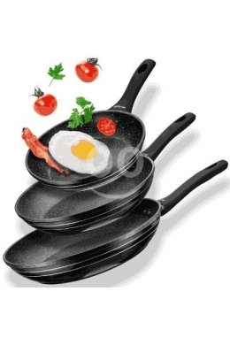 Kitchen appliances in Nabatyeh - طقم مقالي أيوا الجرانيت المكون من 3 قطع | Aiwa 3-Piece Granite Frying Pan Set