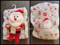 بطانية شتوي للأطفال مع دمية بابا نويل | Christmas Plush Baby Blanket with Santa Doll