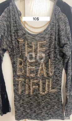 الملابس، الأحذية والزينة في جونيه - كنزة نسائية أنيقة مزينة باللؤلؤ والدانتيل | Women&rsquo;s Elegant Pearl & Lace Knit Top