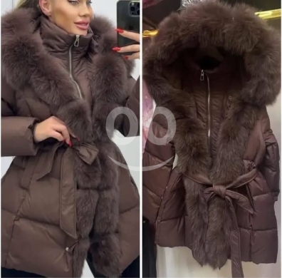 جاكيت "بافر" طويل وراقٍ بياقة فرو كثيفة | Elegant Long Puffer Coat with Plush Faux Fur Co… — 3