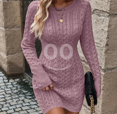Clothes, Footwear & Accessories in Beirut City - فستان صوف ناعم وردي بتصميم ضفائر أنيق لمظهر شتوي دافئ | Soft Pink Cable-Knit Wool Dress for a Cozy