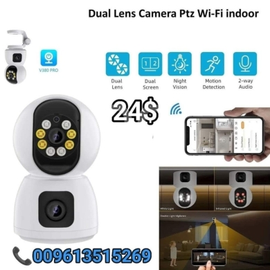 Cameras, Camcorders & Studio Equipment in Bhamdoun - V380 PRO Dual Lens PTZ Wi-Fi Indoor Camera - Dual Screen View & 2-Way Audio