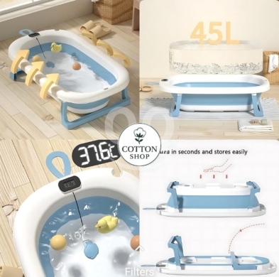 Produits pour bébés et enfants dans Saïda - Foldable Baby Bath Tub with Digital Thermometer - Non-Slip, Space-Saving & BPA-Free