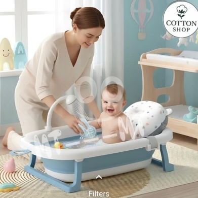 Foldable Baby Bath Tub with Digital Thermometer - Non-Slip, Space-Saving & BPA-Free — 4