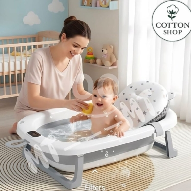 Foldable Baby Bath Tub with Digital Thermometer - Non-Slip, Space-Saving & BPA-Free — 3