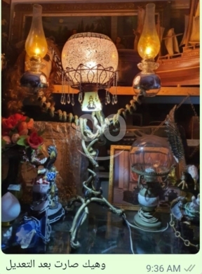 Antiques & Collectibles في مدينة بيروت - لمبادير أرضي فريد من نوعه | ستاند حديد مشغول بتصميم غصن شجرة | تحفة ديكور ريفي كلاسيكي