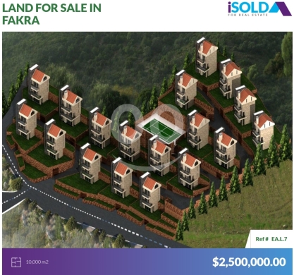 Lands for sale in Fakra - 10000 m2 Prime land for sale in Fakra - أرض للبيع في فقراEAL7