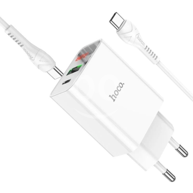 Mobile accessories in Beirut City - C100A Dual Port Fast Charger - 20W PD, QC 3.0 & Digital Display + USB-C Cable