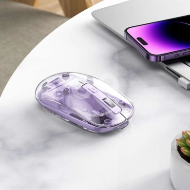 Dual Mode Wireless Mouse (2.4G + Bluetooth) - Transparent Design & Silent Click — 2