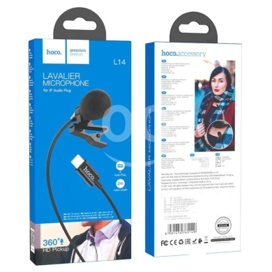 Mobile accessories in Beirut City - Hoco L14 Lavalier Microphone for iPhone/Lightning - 2M Cable & 360° Omnidirectional