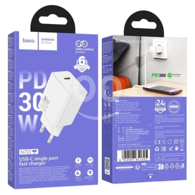 Hoco N70 30W PD USB-C Fast Charger - Multi-Protocol QC/PD Adapter — 2