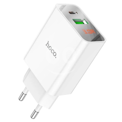 Mobile accessories in Beirut City - Hoco C100A Dual Port Fast Charger - 20W PD USB-C & 18W QC with Digital Display