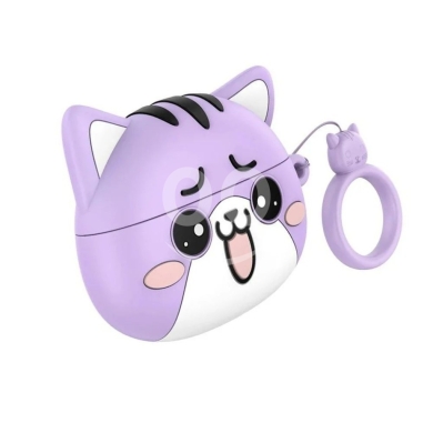 Hoco EW48 TWS Earbuds - Cute Purple Cat Silicone Case & 4 Hours Playback — 6