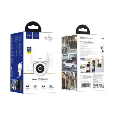 Cameras, Camcorders & Studio Equipment in Beirut City - Hoco D2 Outdoor PTZ Camera - 3MP HD, IP65 Waterproof & Full Color Night Vision