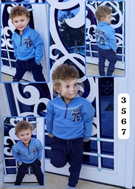 سرفتمون صبياني قطن تركي سميك مبطن نص سحاب | Boys' Thick Turkish Cotton Tracksuit Half Zip — 2
