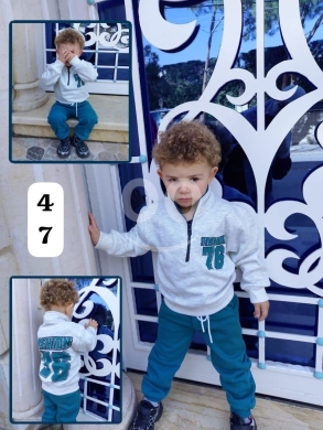 سرفتمون صبياني قطن تركي سميك مبطن نص سحاب | Boys' Thick Turkish Cotton Tracksuit Half Zip — 4
