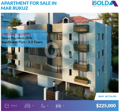 Apartments for sale in Mar Roukoz - 3 bedroom apartment with payment facilities 4sale in Mar RoukozJA77A492