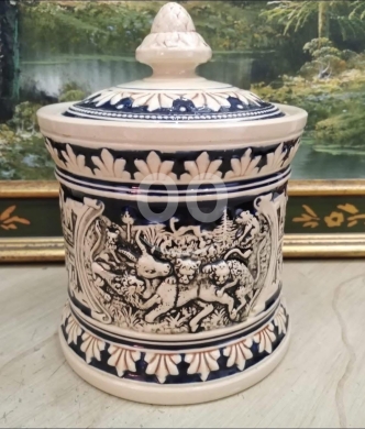 جرة بورسلان ألماني أنتيك 1930 مرطبان تبغ | Antique 1930 German Porcelain Tobacco Jar Urn — 4